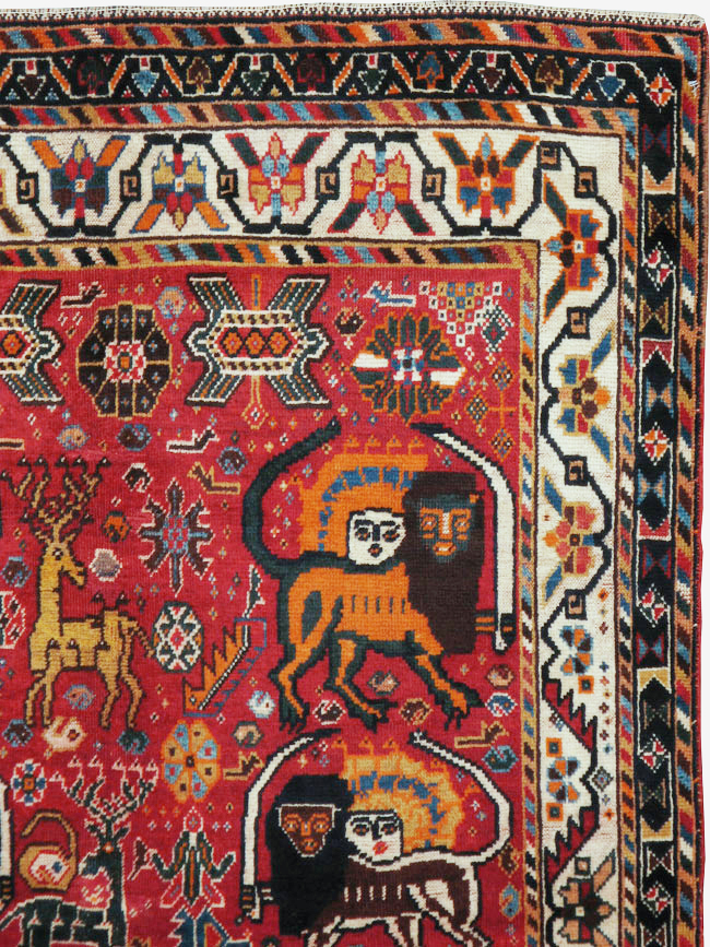 Antique Persian Afshar Pictorial Rug, No.12214 - Galerie Shabab