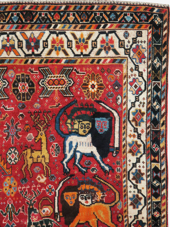 Antique Persian Afshar Pictorial Rug, No.12214 - Galerie Shabab