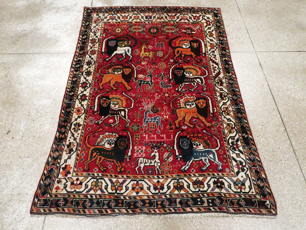 Antique Persian Afshar Pictorial Rug, No.12214 - Galerie Shabab