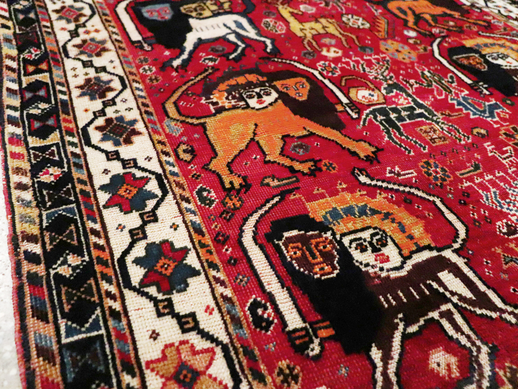 Antique Persian Afshar Pictorial Rug, No.12214 - Galerie Shabab