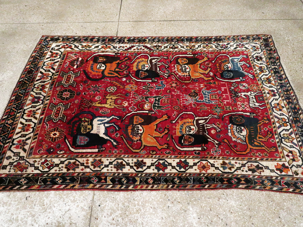 Antique Persian Afshar Pictorial Rug, No.12214 - Galerie Shabab