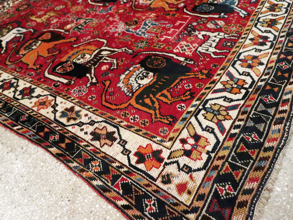 Antique Persian Afshar Pictorial Rug, No.12214 - Galerie Shabab