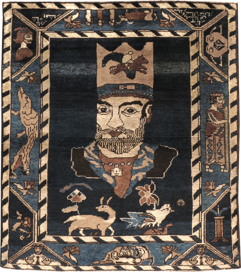 Antique Persian Bakshaish Pictorial Rug, No.12215 - Galerie Shabab
