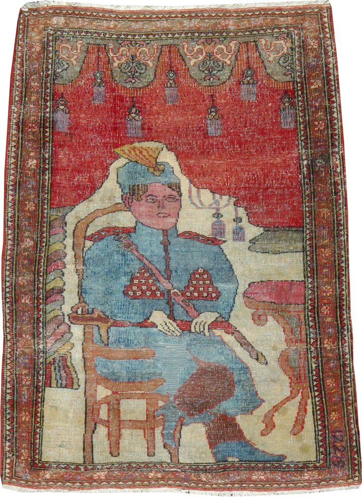 Antique Persian Tabriz Pictorial Rug, No.12219 - Galerie Shabab