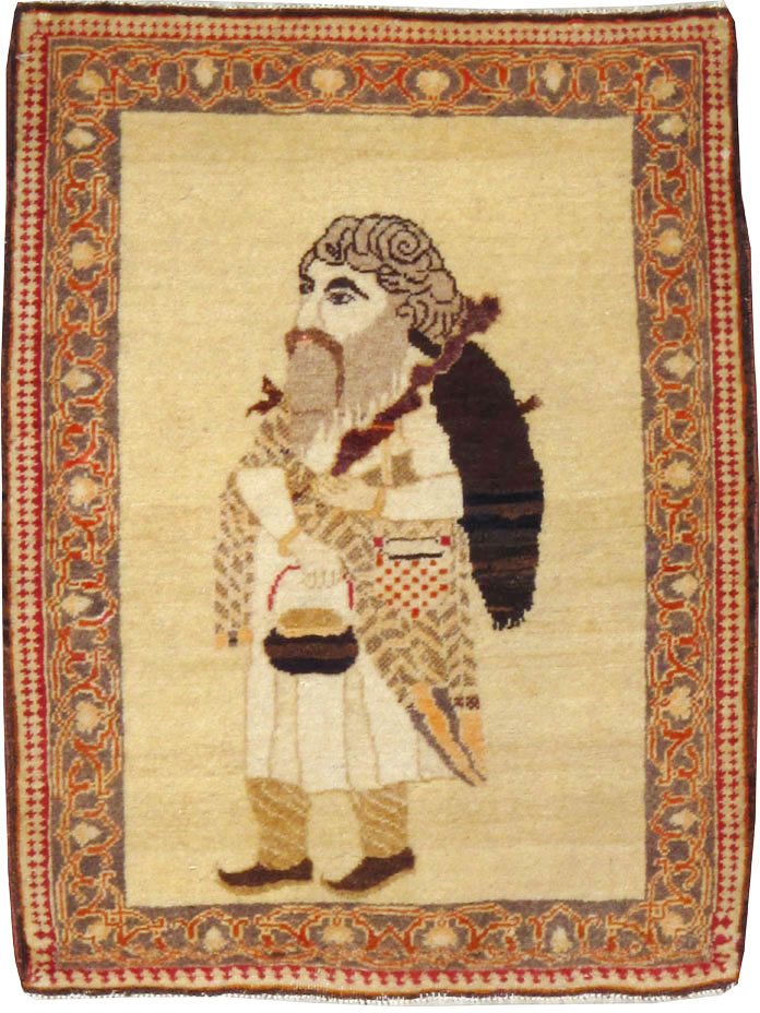 Vintage Persian Tabriz Pictorial Rug, No.12221 - Galerie Shabab