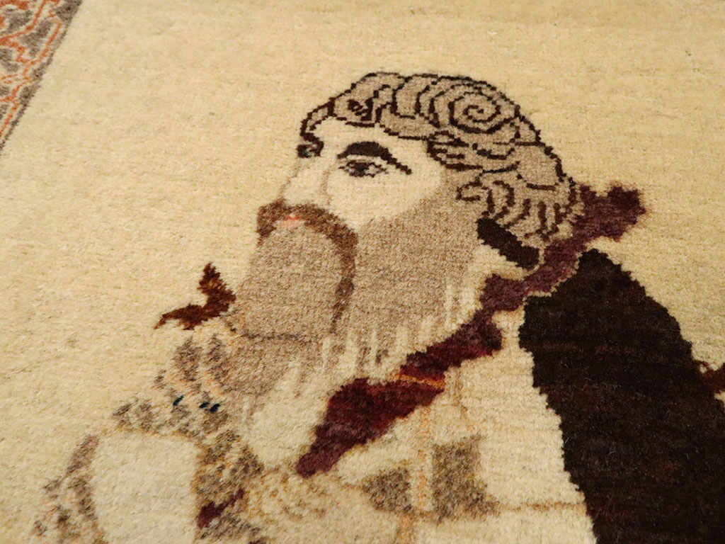 Vintage Persian Tabriz Pictorial Rug, No.12221 - Galerie Shabab