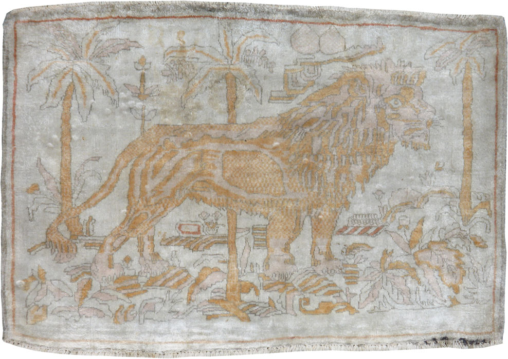 Vintage Persian Kayseri Pictorial Rug, No.12229 - Galerie Shabab