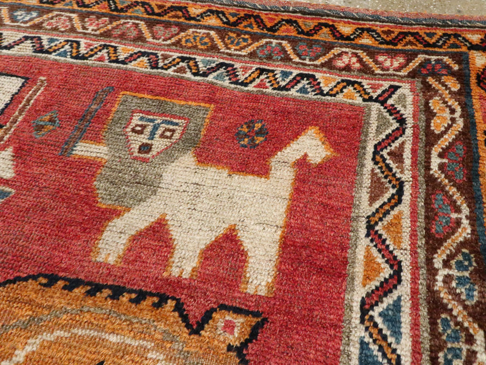 Antique Persian Gabbeh Pictorial Accent Rug, No.12235 - Galerie Shabab