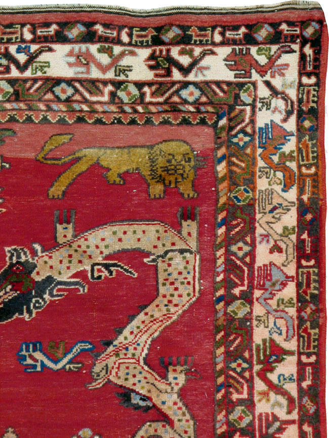 Vintage Persian Shiraz Pictorial Rug, No.12237 - Galerie Shabab