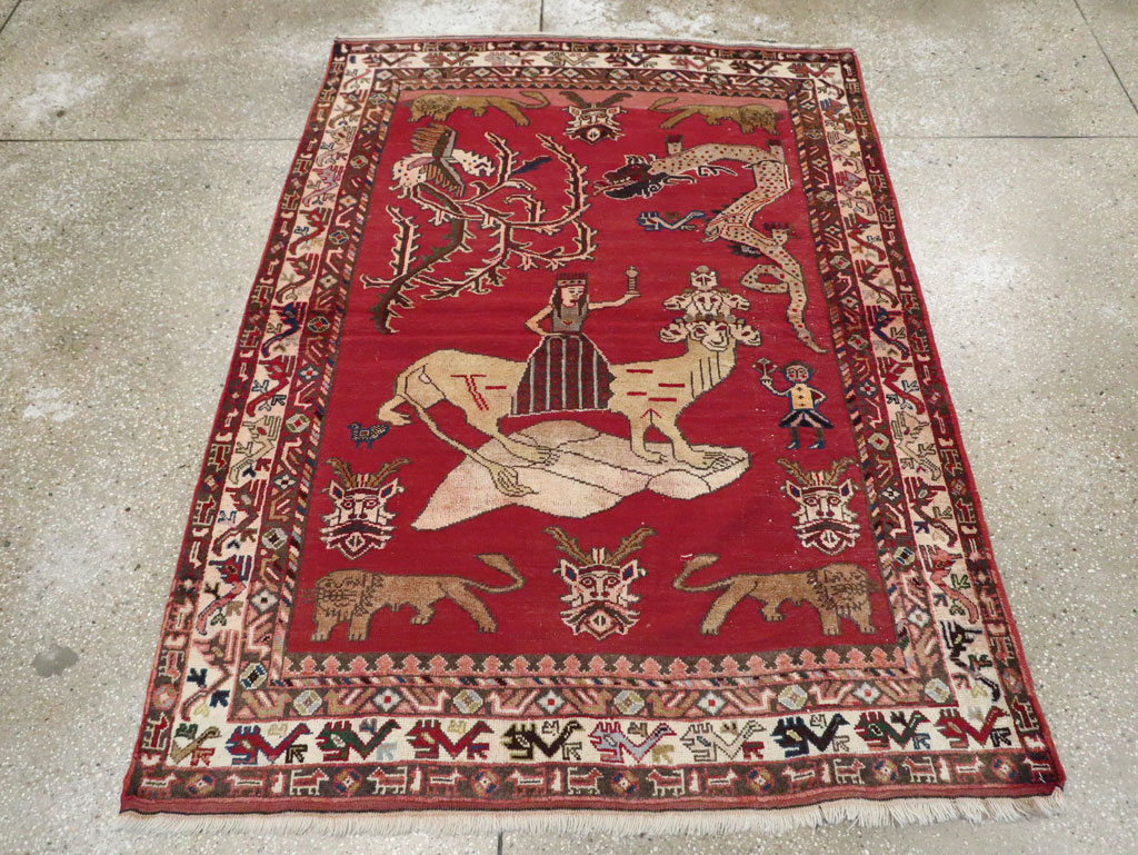 Vintage Persian Shiraz Pictorial Rug, No.12237 - Galerie Shabab