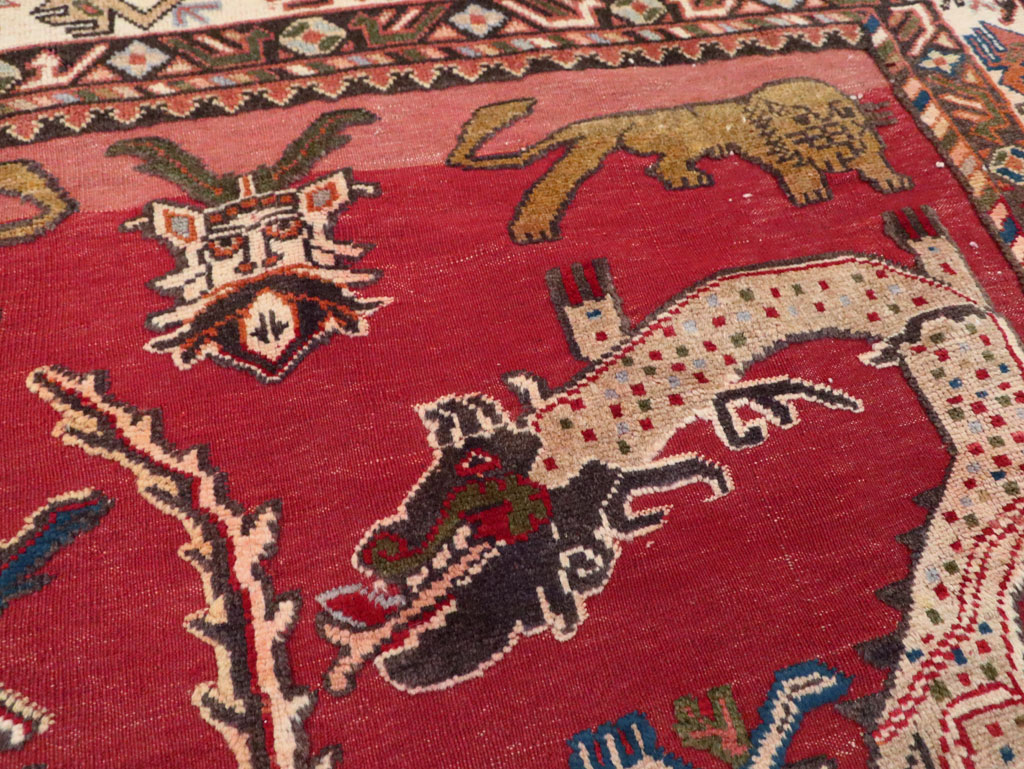 Vintage Persian Shiraz Pictorial Rug, No.12237 - Galerie Shabab