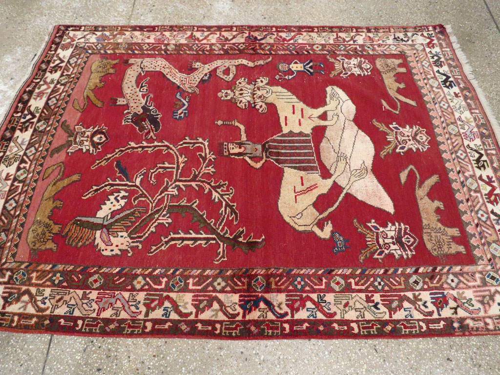Vintage Persian Shiraz Pictorial Rug, No.12237 - Galerie Shabab