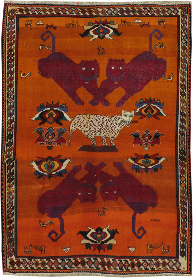 Vintage Persian Gabbeh Pictorial Rug, No.12242 - Galerie Shabab