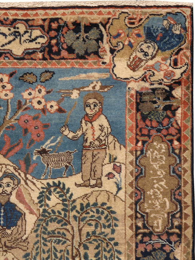 Vintage Persian Tabriz Pictorial Rug, No.12246 - Galerie Shabab