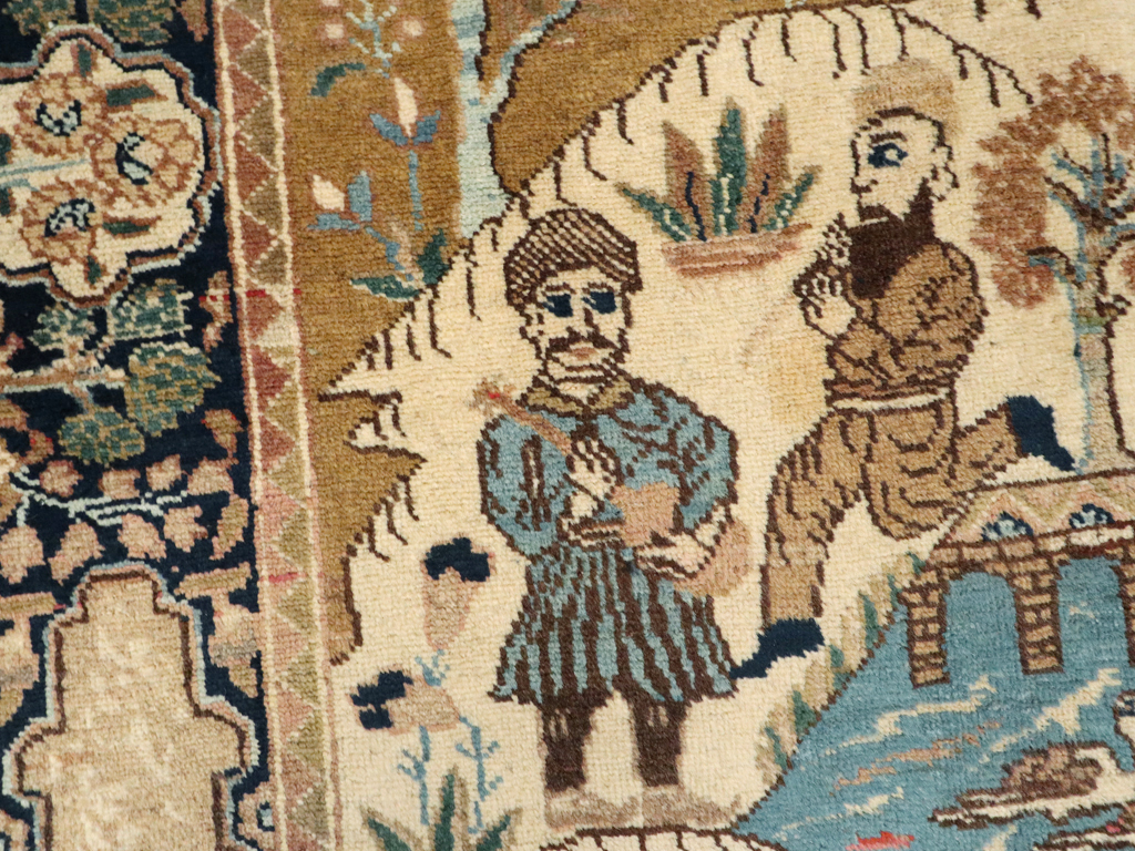 Vintage Persian Tabriz Pictorial Rug, No.12246 - Galerie Shabab