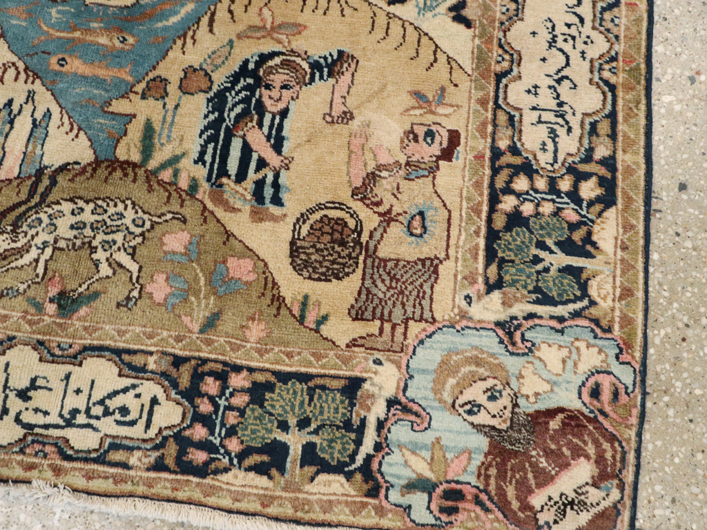Vintage Persian Tabriz Pictorial Rug, No.12246 - Galerie Shabab