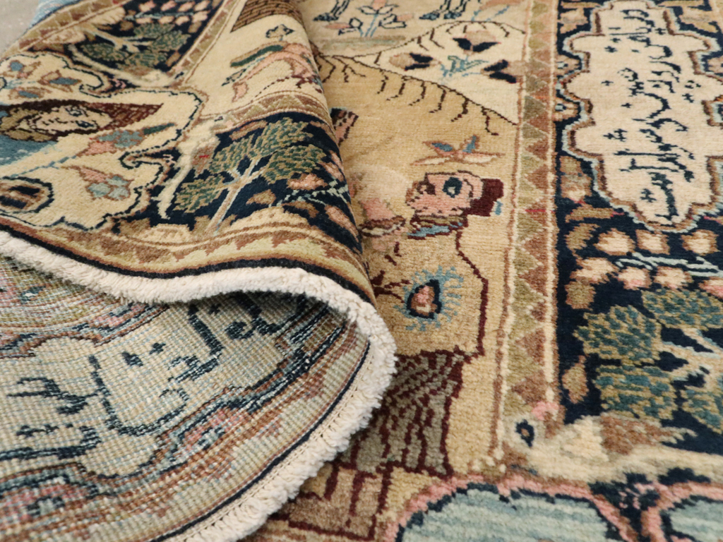 Vintage Persian Tabriz Pictorial Rug, No.12246 - Galerie Shabab