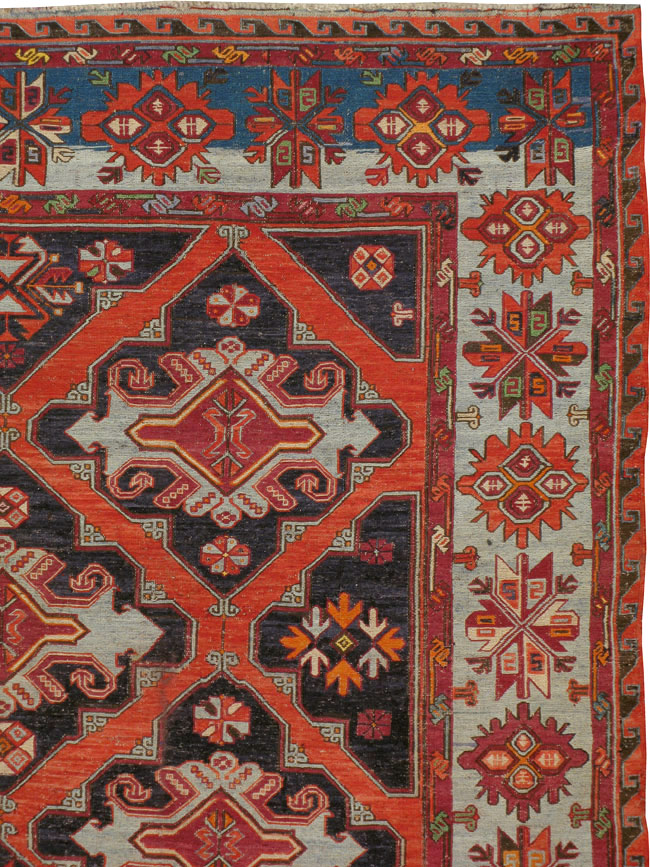 Vintage Central Asian Soumak Rug, No.12373 - Galerie Shabab