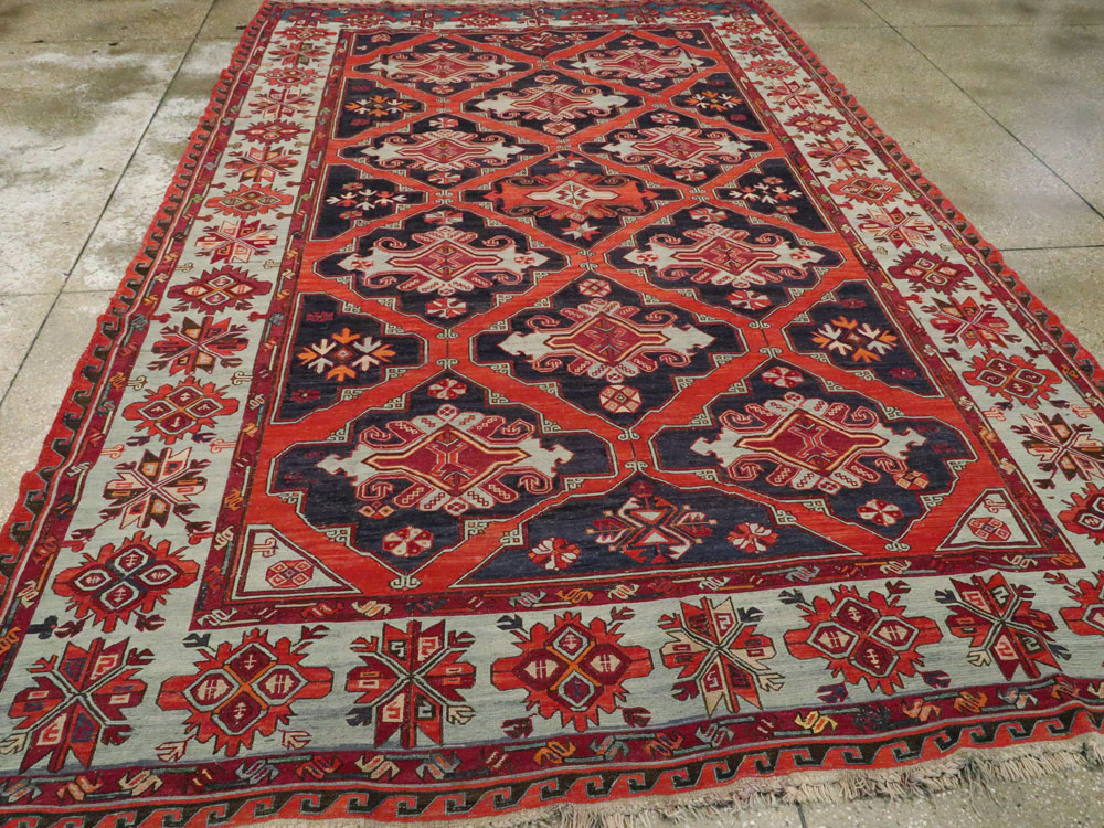 Vintage Central Asian Soumak Rug, No.12373 - Galerie Shabab