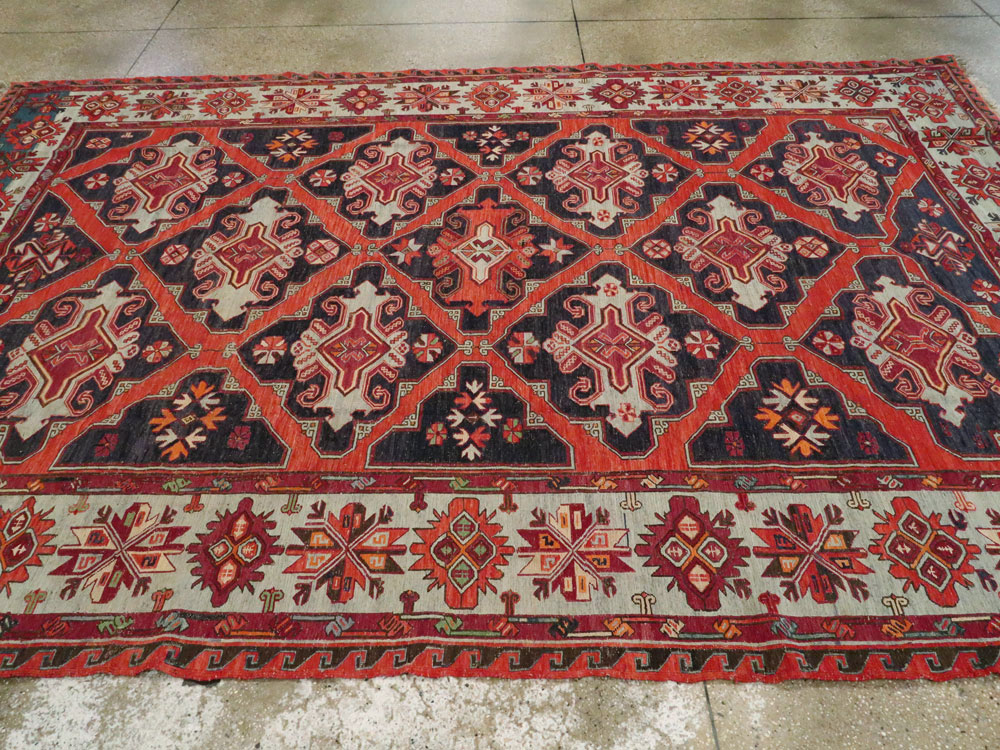 Vintage Central Asian Soumak Rug, No.12373 - Galerie Shabab