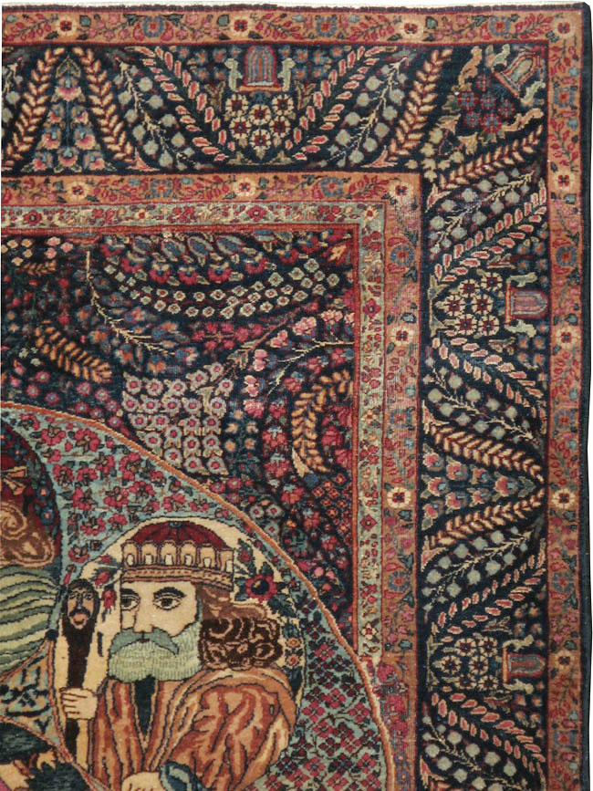 Antique Persian Kerman Pictorial Rug, No.12703 - Galerie Shabab