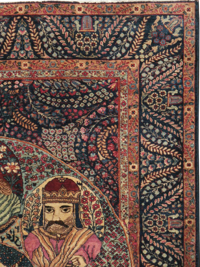 Antique Persian Kerman Pictorial Rug, No.12703 - Galerie Shabab