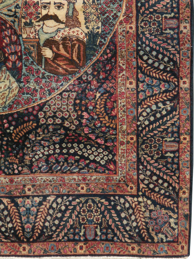 Antique Persian Kerman Pictorial Rug, No.12703 - Galerie Shabab