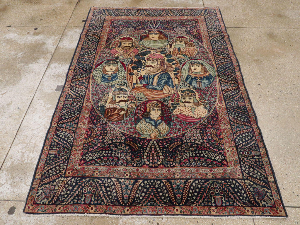 Antique Persian Kerman Pictorial Rug, No.12703 - Galerie Shabab