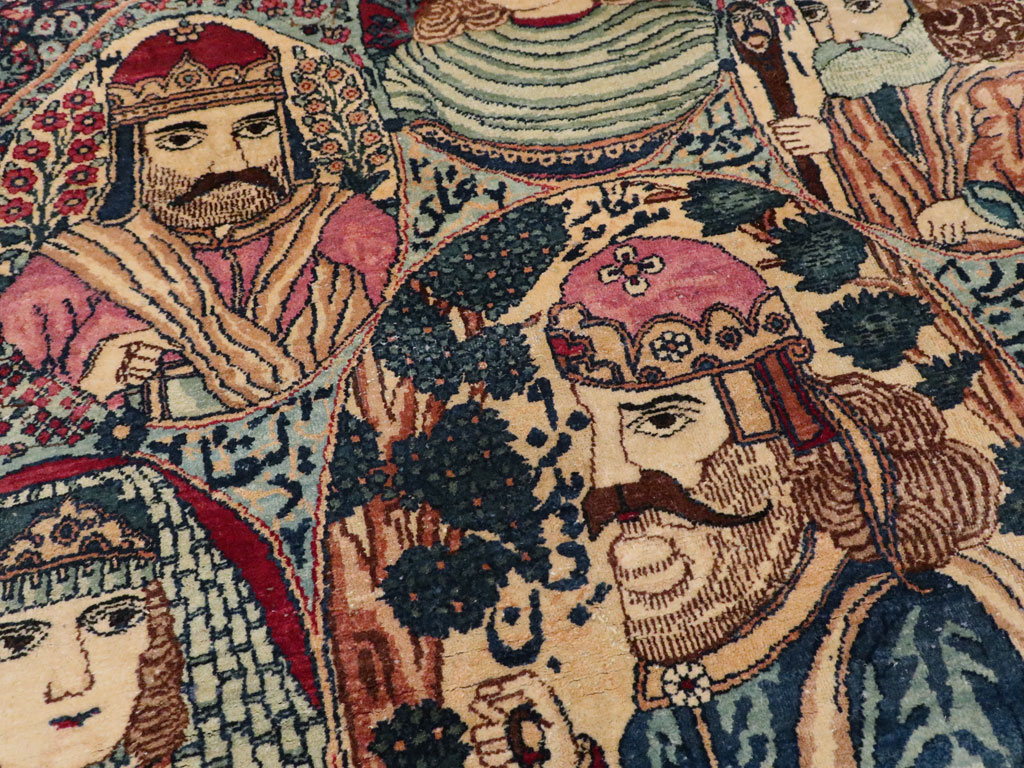 Antique Persian Kerman Pictorial Rug, No.12703 - Galerie Shabab