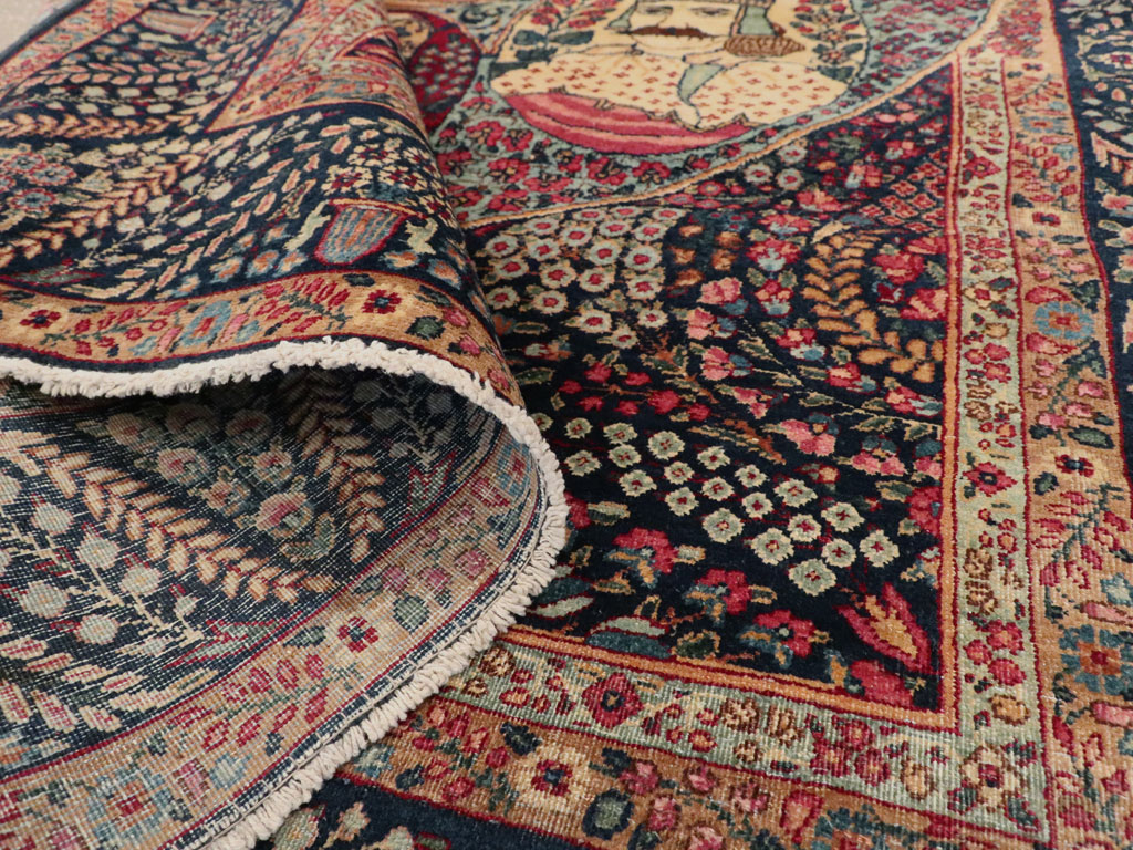 Antique Persian Kerman Pictorial Rug, No.12703 - Galerie Shabab