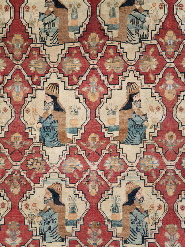 Antique Persian Pictorial Kerman Carpet, No.13204 - Galerie Shabab