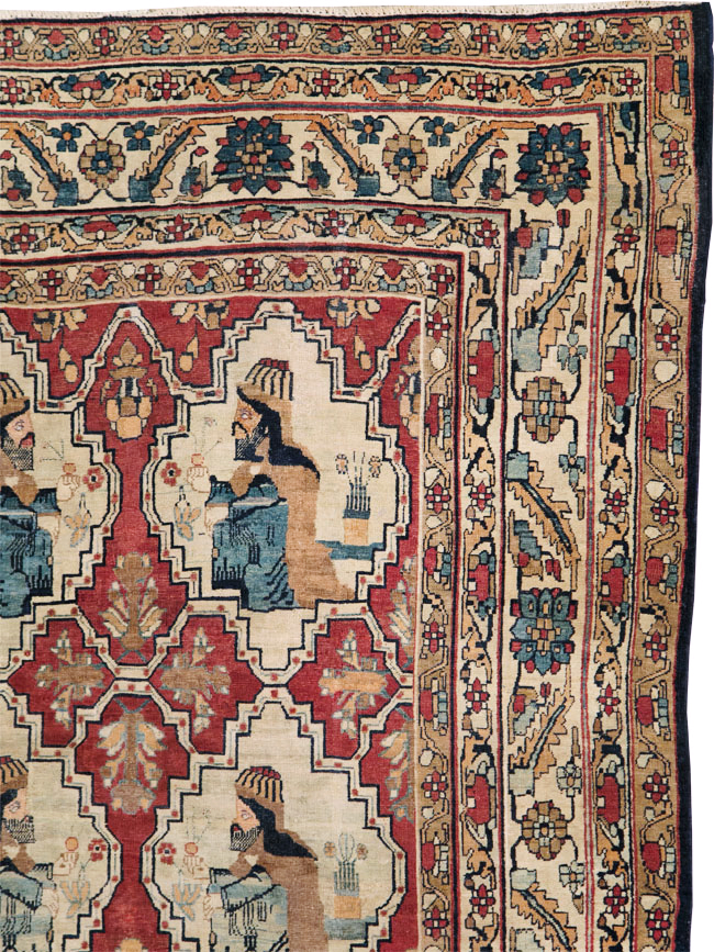 Antique Persian Pictorial Kerman Carpet, No.13204 - Galerie Shabab