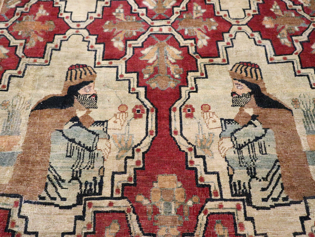 Antique Persian Pictorial Kerman Carpet, No.13204 - Galerie Shabab