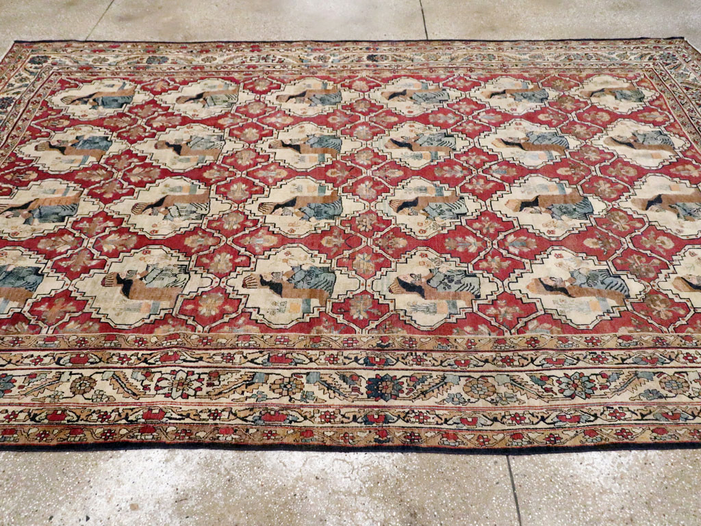 Antique Persian Pictorial Kerman Carpet, No.13204 - Galerie Shabab