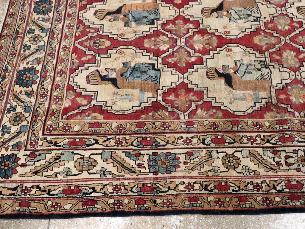 Antique Persian Pictorial Kerman Carpet, No.13204 - Galerie Shabab