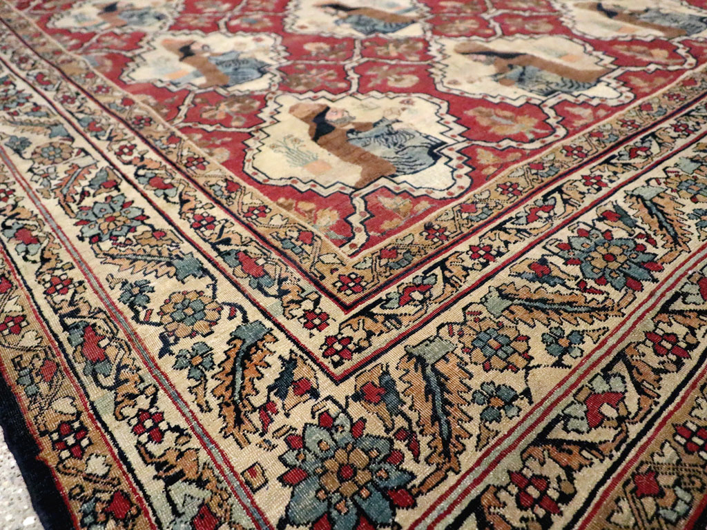 Antique Persian Pictorial Kerman Carpet, No.13204 - Galerie Shabab