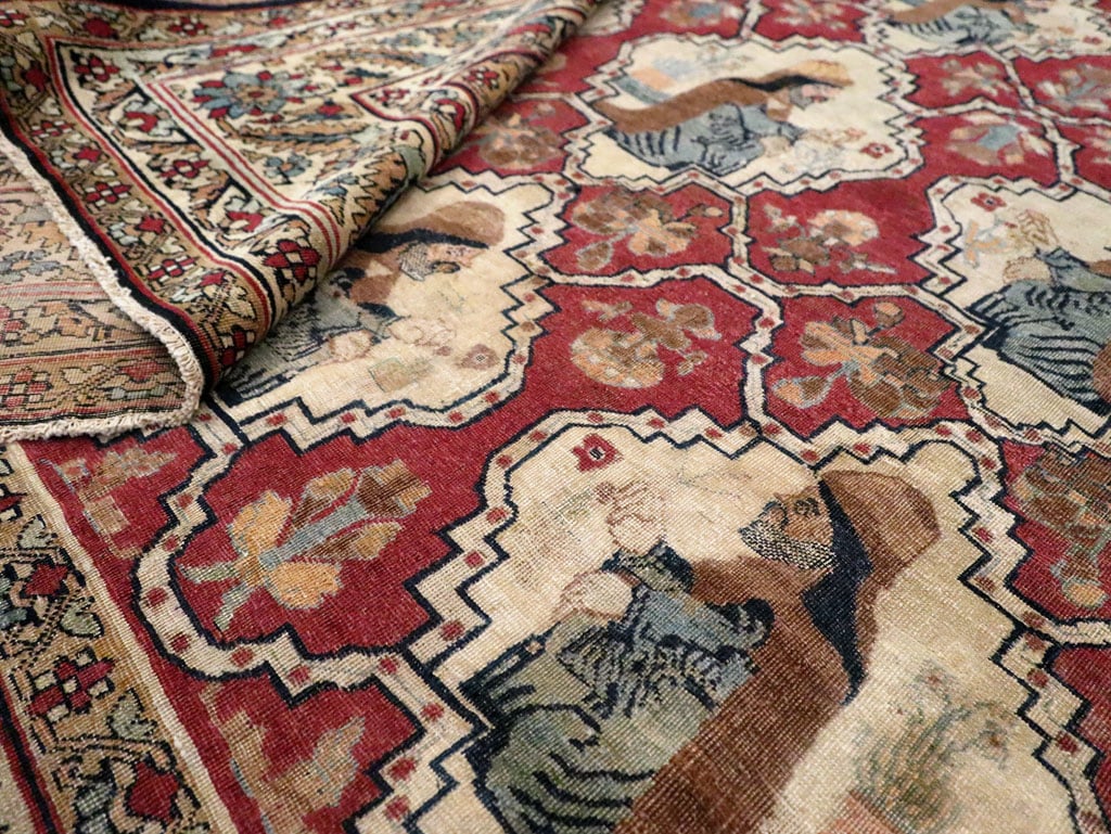 Antique Persian Pictorial Kerman Carpet, No.13204 - Galerie Shabab