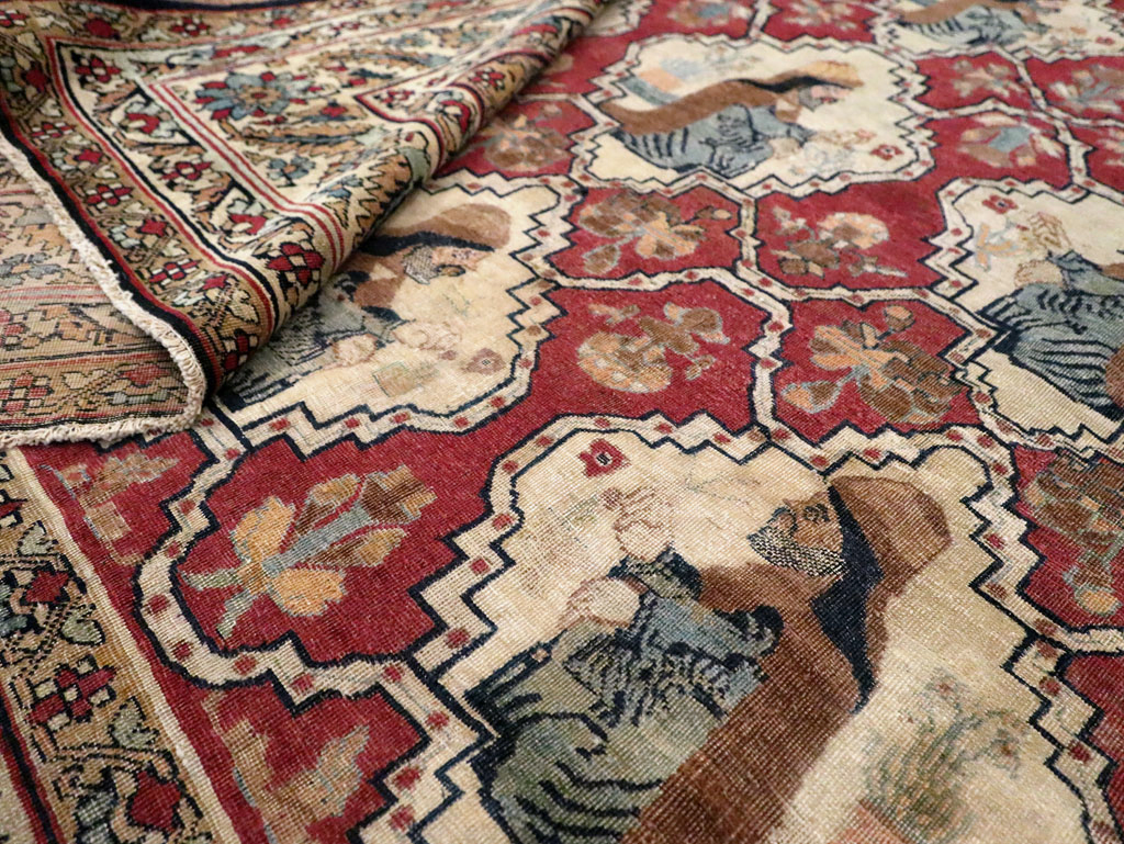 Antique Persian Pictorial Kerman Carpet, No.13204 - Galerie Shabab