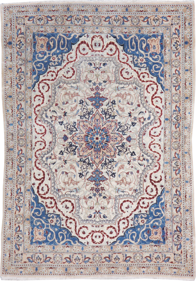 Vintage Persian Nain Rug, No.13278 - Galerie Shabab