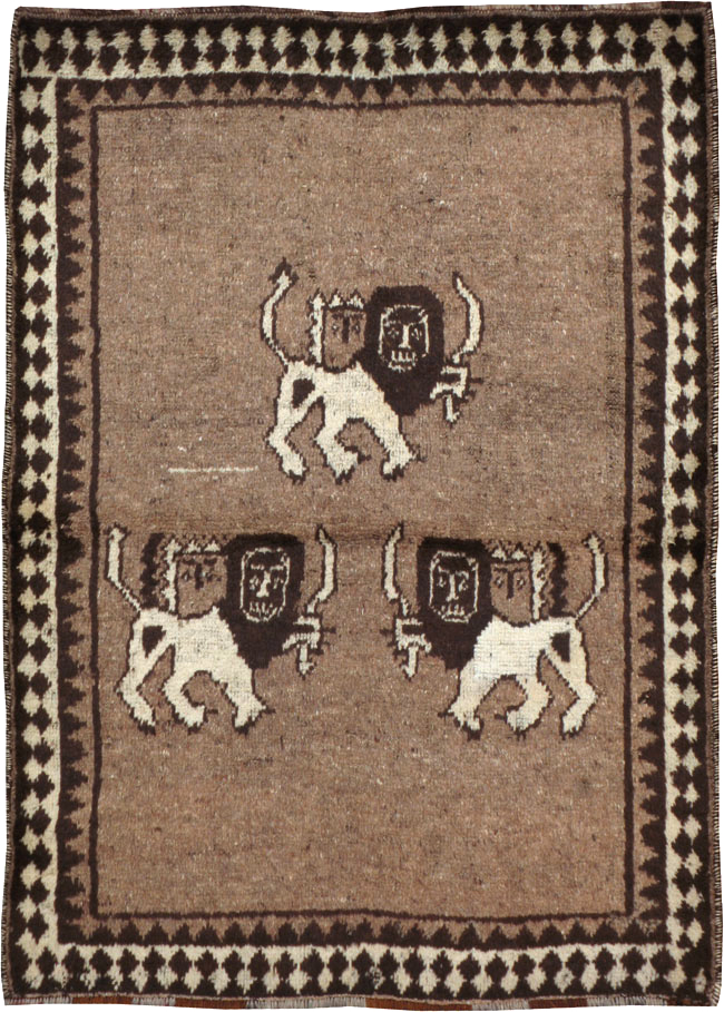 Vintage Persian Gabbeh Pictorial Rug (Pair: 1 of 2), No.13303 - Galerie Shabab