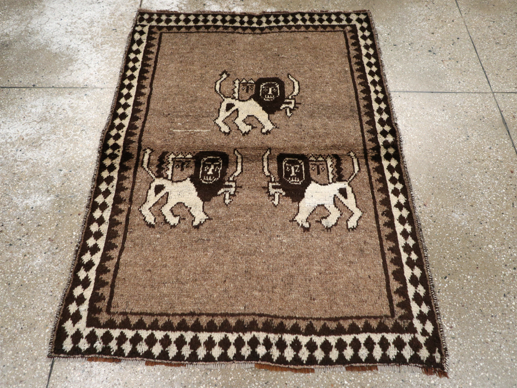 Vintage Persian Gabbeh Pictorial Rug (Pair: 1 of 2), No.13303 - Galerie Shabab