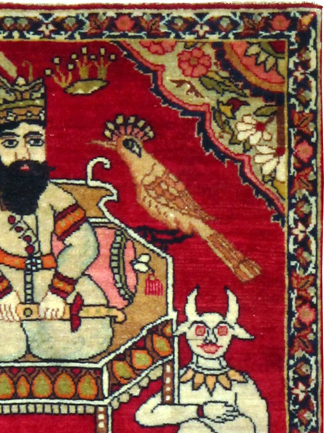 Antique Persian Lavar Kerman Pictorial Rug (Pair: 1 of 2), No.13310 - Galerie Shabab