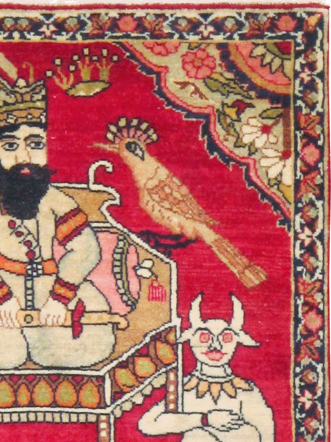 Antique Persian Lavar Kerman Pictorial Rug (Pair: 2 of 2), No.13311 - Galerie Shabab