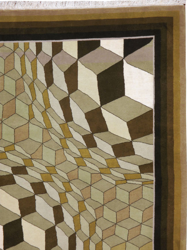 Vintage Persian Tabriz Modernist Rug, No.13324 - Galerie Shabab