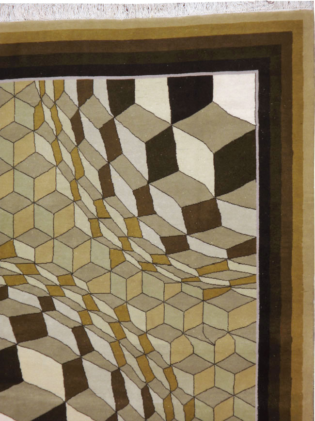 Vintage Persian Tabriz Modernist Rug, No.13324 - Galerie Shabab