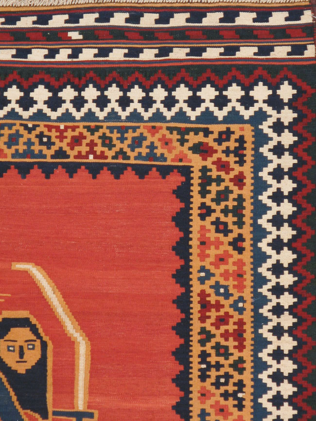 Vintage Persian Pictorial Kilim, No.13396 - Galerie Shabab