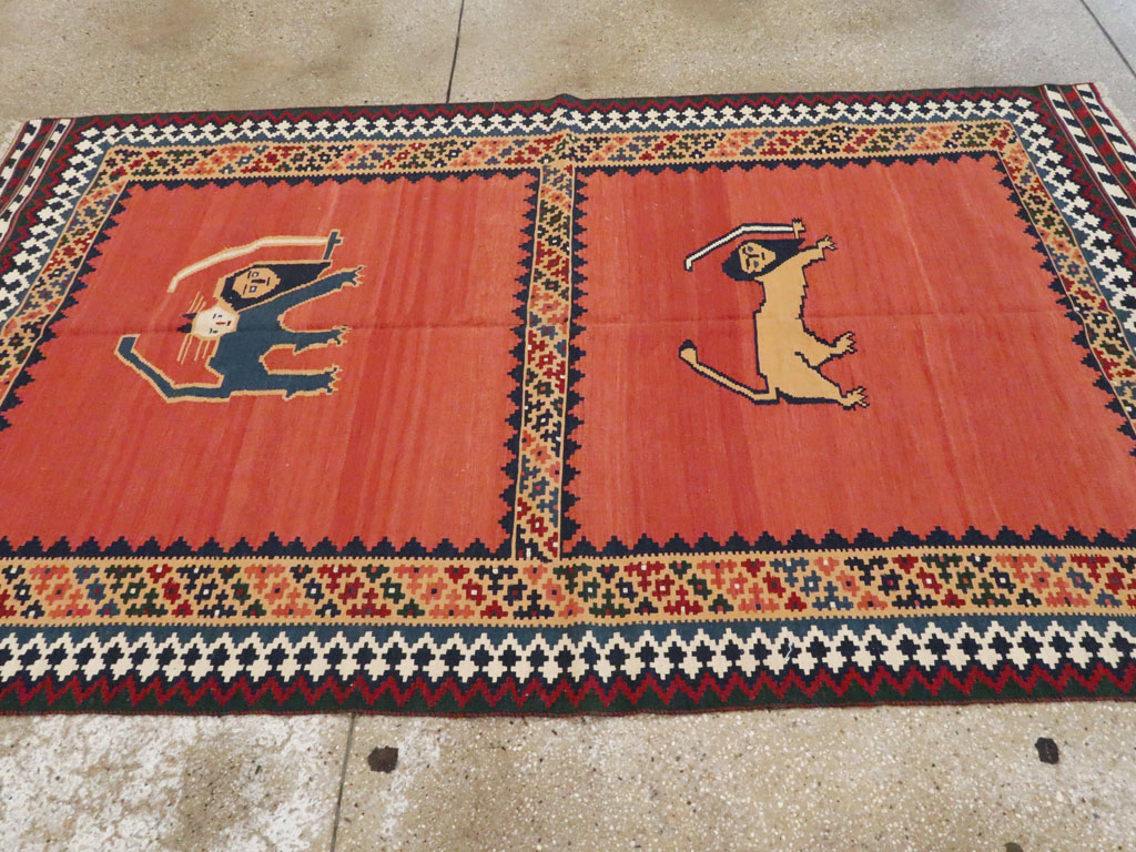 Vintage Persian Pictorial Kilim, No.13396 - Galerie Shabab