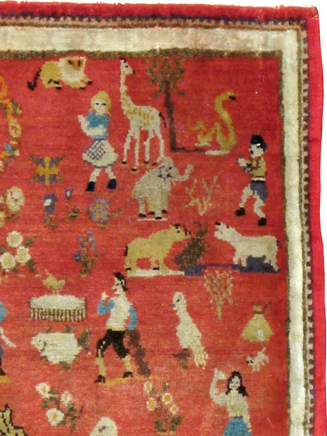 Vintage Persian Tabriz Pictorial Rug, No.13413 - Galerie Shabab