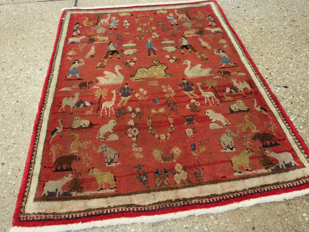 Vintage Persian Tabriz Pictorial Rug, No.13413 - Galerie Shabab