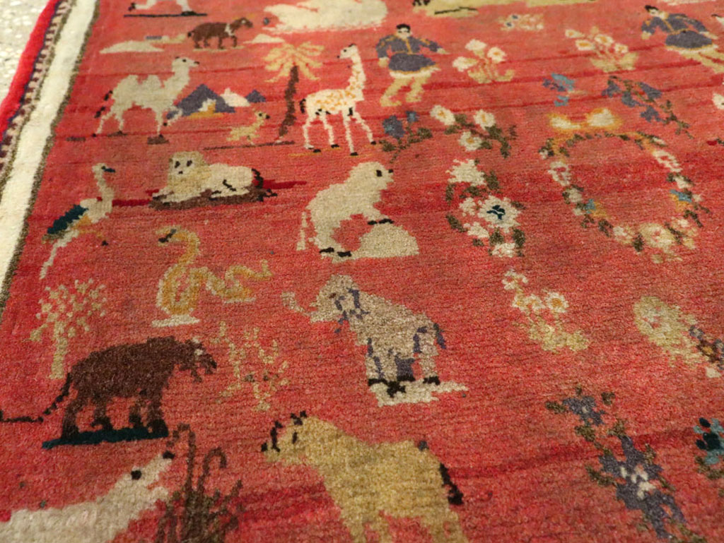 Vintage Persian Tabriz Pictorial Rug, No.13413 - Galerie Shabab